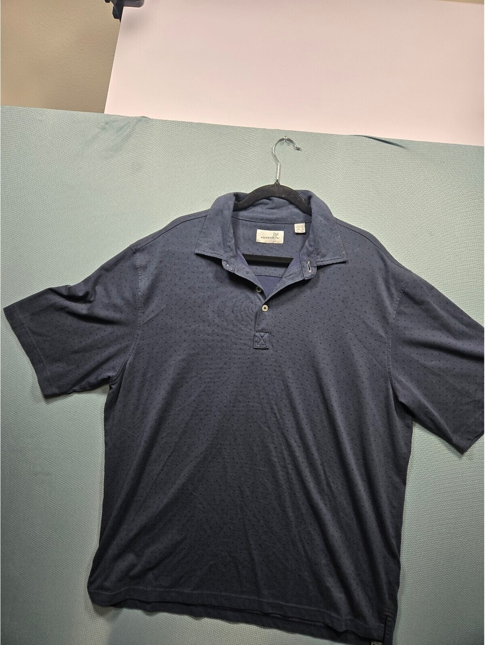 Ashworth navy dotted polo shirt
